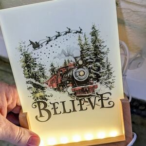 Light Up Sign Holiday Christmas Train LED Light Decor